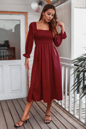 Mangas Compridas Vestido Casual de outono Azul