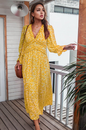 Vestido casual de impressão floral vermelha