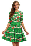 Vestido vintage de Natal de impressão verde