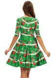 Vestido vintage de Natal de impressão verde