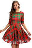Vestido vintage de Natal de impressão verde