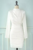 Vestido de festa Branco decote alto bodycon