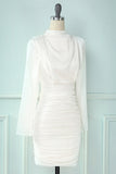 Vestido de festa Branco decote alto bodycon
