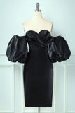 Vestido de festa preto sem ombro