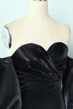 Vestido de festa preto sem ombro