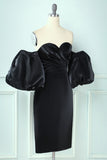 Vestido de festa preto sem ombro