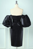 Vestido de festa preto sem ombro