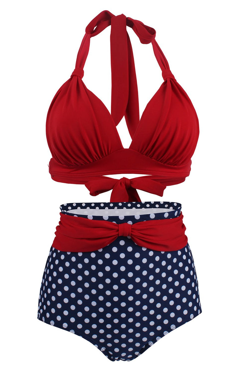 Carregar imagem no visualizador da galeria, Polka Dots Halter Bikini Swimwear
