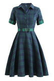 Vestido verde xadrez de 1950