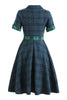 Carregar imagem no visualizador da galeria, Vestido verde xadrez de 1950