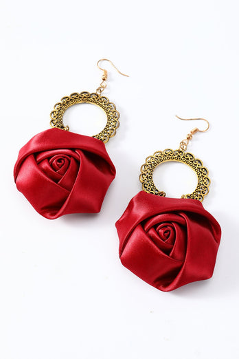 Brincos de Halloween de mulheres vermelhas com flores