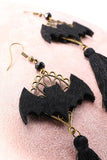 Brincos de gota de morcego de Halloween preto