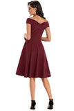 Borgonha Vestido sem ombro 1950