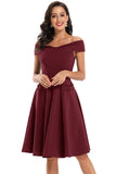 Borgonha Vestido sem ombro 1950
