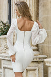 Vestido de cocktail de mangas compridas brancas