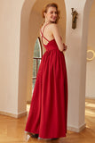 Vestido de baile de alças de espaguete borgonha