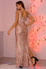 Carregar imagem no visualizador da galeria, Vestido de baile de Shouder Sequins com fenda
