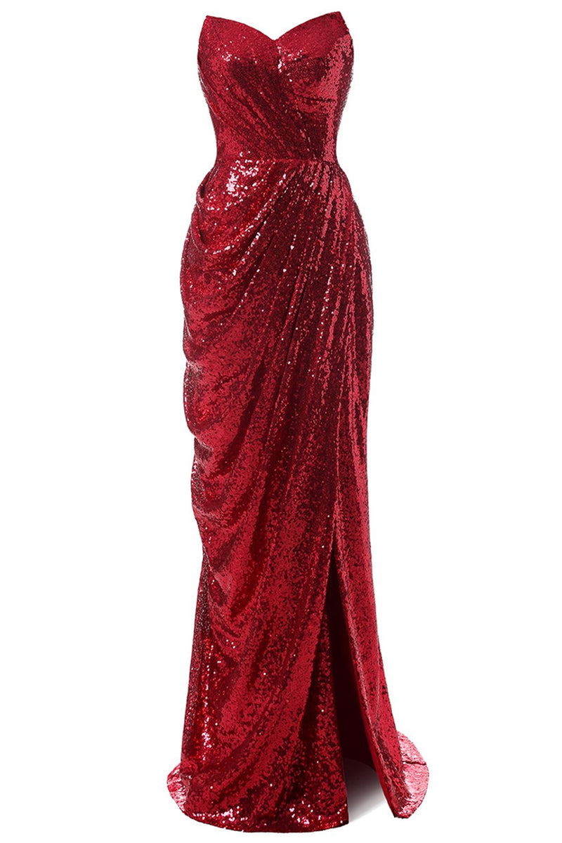 Carregar imagem no visualizador da galeria, Vestido de baile de sequin de sereia vermelha