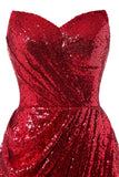 Vestido de baile de sequin de sereia vermelha