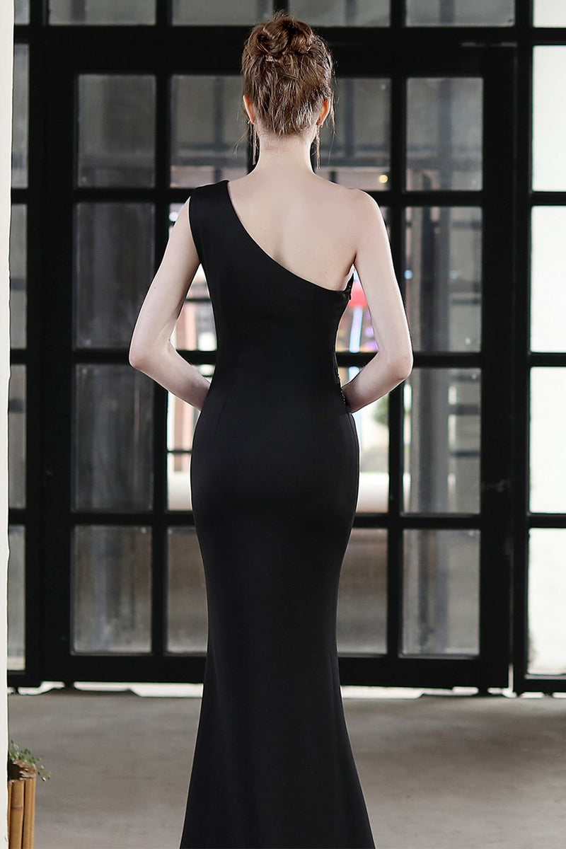 Carregar imagem no visualizador da galeria, Vestido de baile de sereia preta com missangas