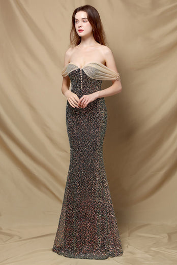 Vestidos de Cerimónia sereia com lantejoulas sem ombro