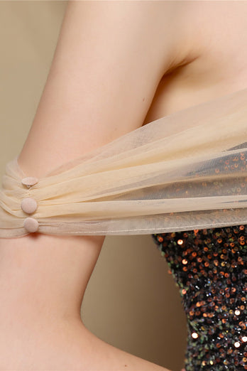 Vestidos de Cerimónia sereia com lantejoulas sem ombro
