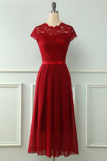 Vestido de festa de casamento de Midi Lace da Marinha