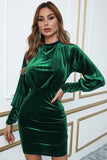 Vestido de veludo verde mangas compridas