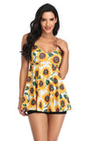 Flor amarela biquini floral de duas peças