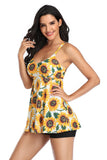 Flor amarela biquini floral de duas peças