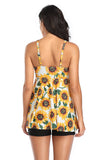 Flor amarela biquini floral de duas peças