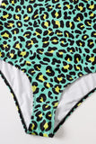 Plus Size Leopardo Verde Impresso Um Pedaço Fatos de Banho