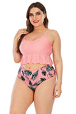 Impressão rosa mais tamanho dois traje de banho de peça