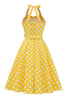 Carregar imagem no visualizador da galeria, Yellow Polka Dots Pin Up Vintage Dress