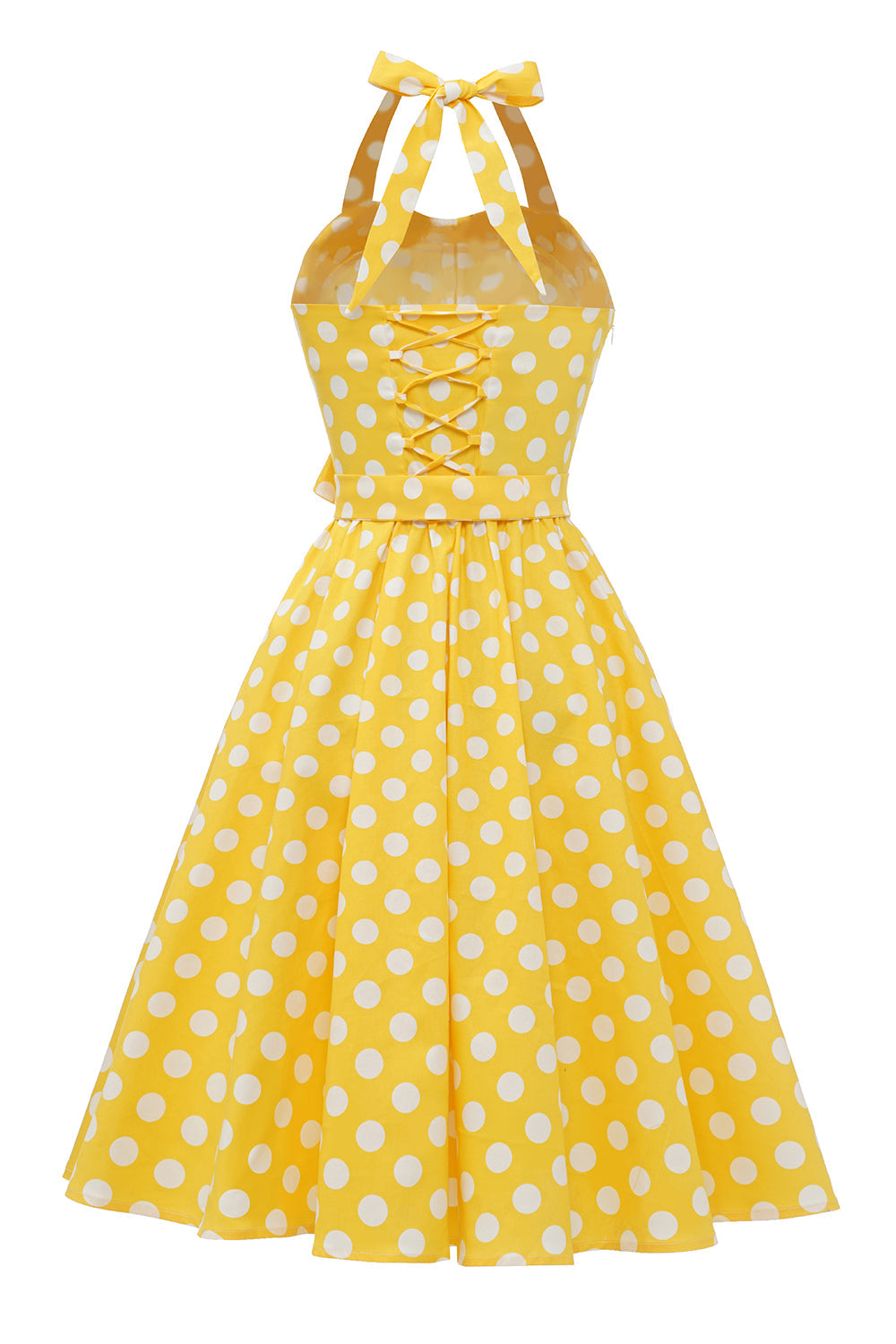 Halter Blue Polka Dots 1950s Dress