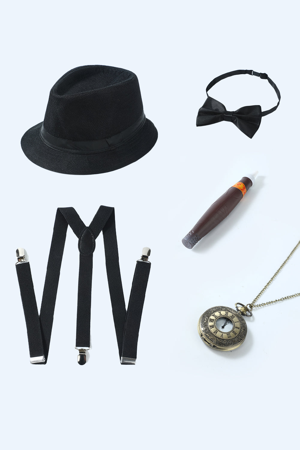 Conjunto de acessórios pretos de 1920 para homens