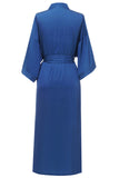 Robe de noiva de noiva de cetim floral floral azul