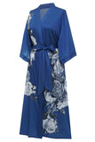 Robe de noiva de noiva de cetim floral floral azul
