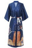 Robe de cetim nupcial impresso azul