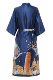 Robe de cetim nupcial impresso azul