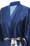 Robe de cetim nupcial impresso azul