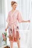 Blush Estampado Satin Bridal Robes Kimono