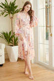Robe de casamento de cetim floral verde escuro