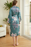 Robe de casamento de cetim floral verde escuro