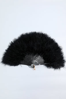 Gatsby Preto Feather Folding Fan