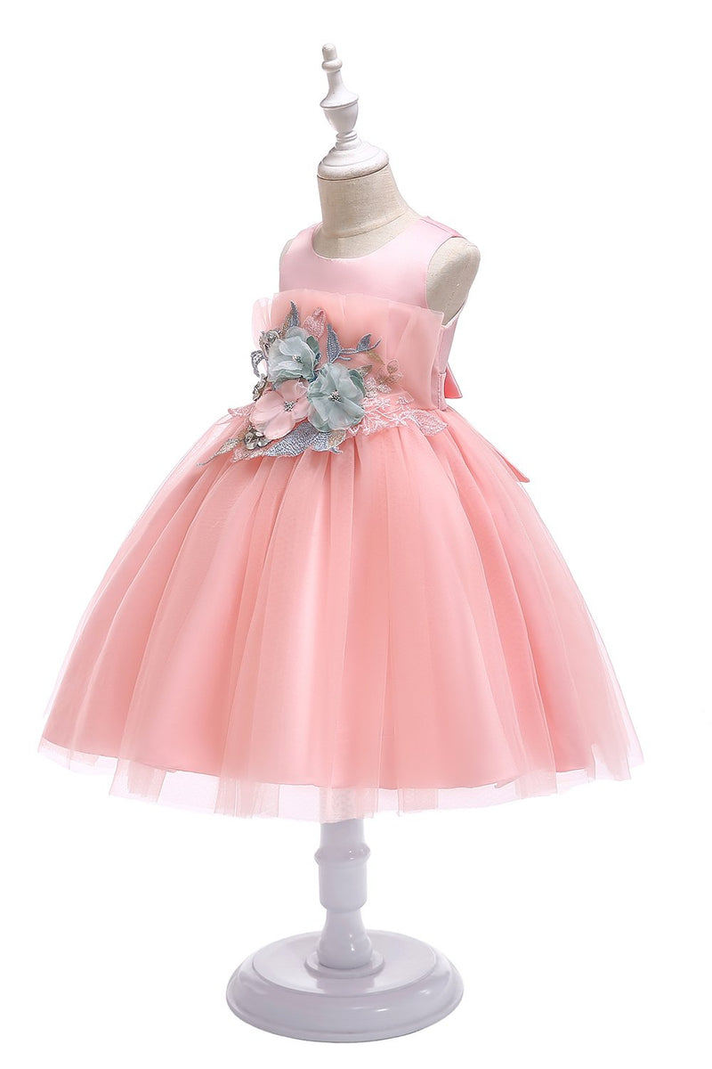 Carregar imagem no visualizador da galeria, Um vestido de flor blush de joia de linha com apliques