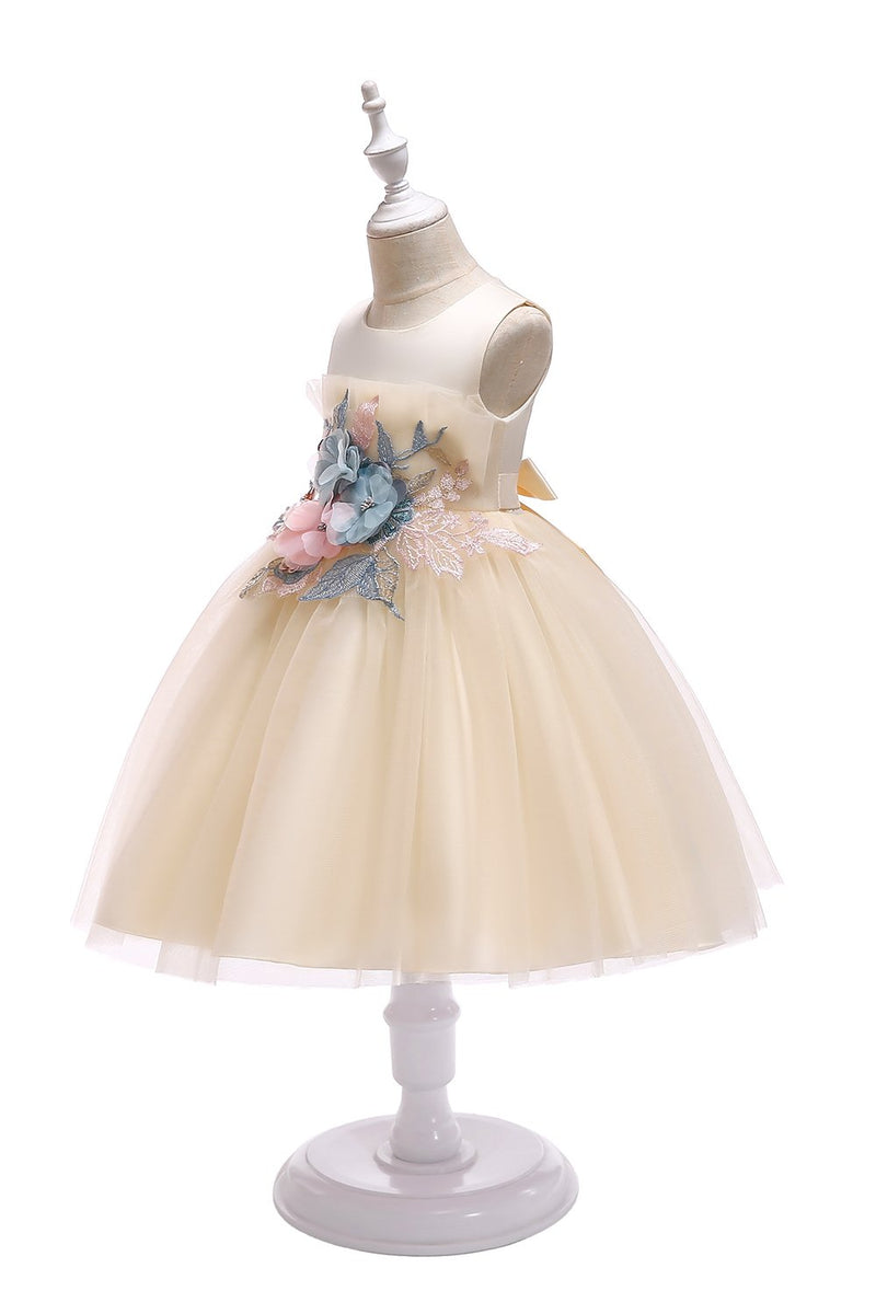 Carregar imagem no visualizador da galeria, Um vestido de flor blush de joia de linha com apliques