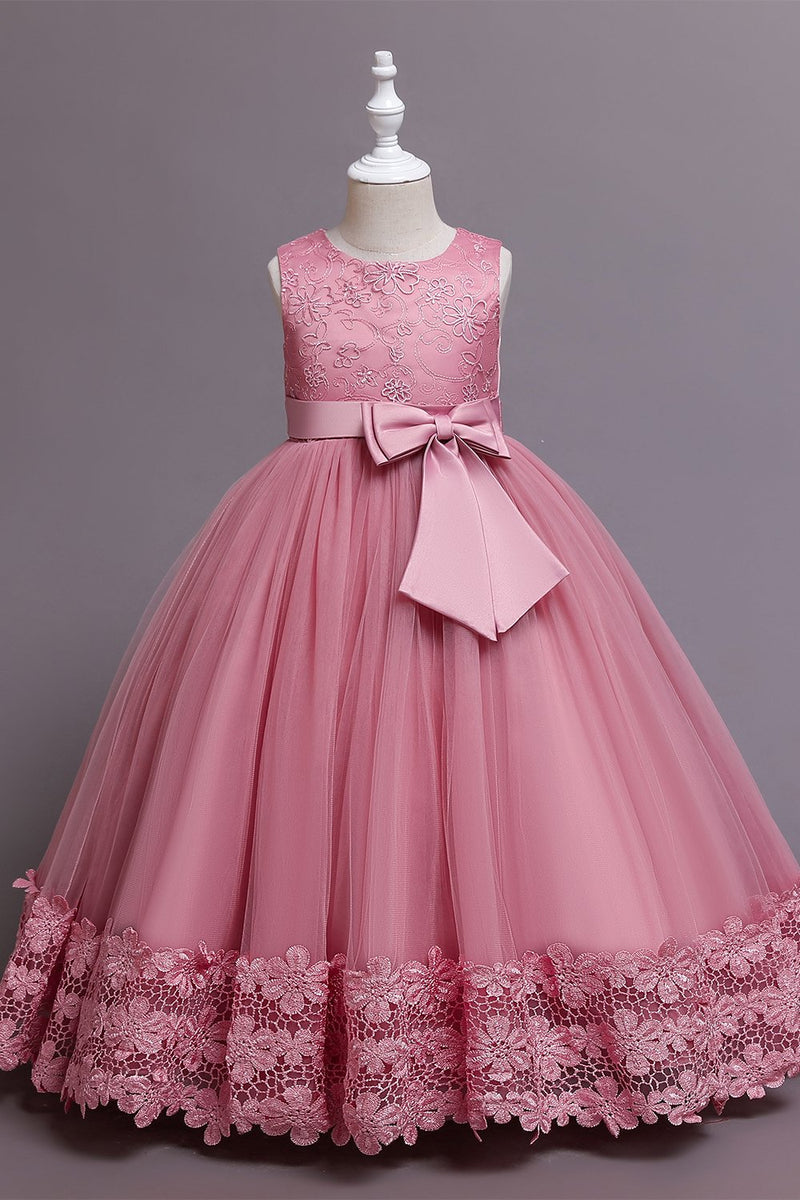 Carregar imagem no visualizador da galeria, Princesa A linha blush flor menina vestido com bowknot