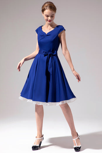 Vestido azul royal dos anos 50
