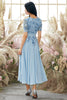 Carregar imagem no visualizador da galeria, Gola V Mãe De Azul Bride Vestido Com Apliques